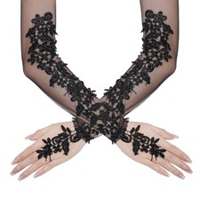 Fingerless Lace Gloves for Women Fingerless Lace Gloves for One Size Black
