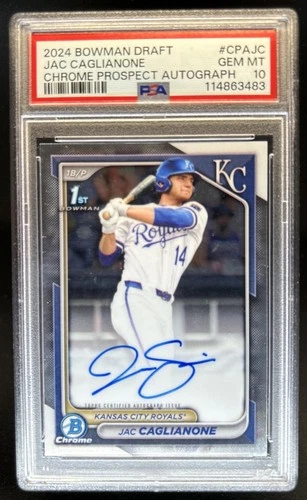 2024 Bowman Draft Jac Caglianone Chrome Auto 1st Prospect #CPA-JC Royals PSA 10