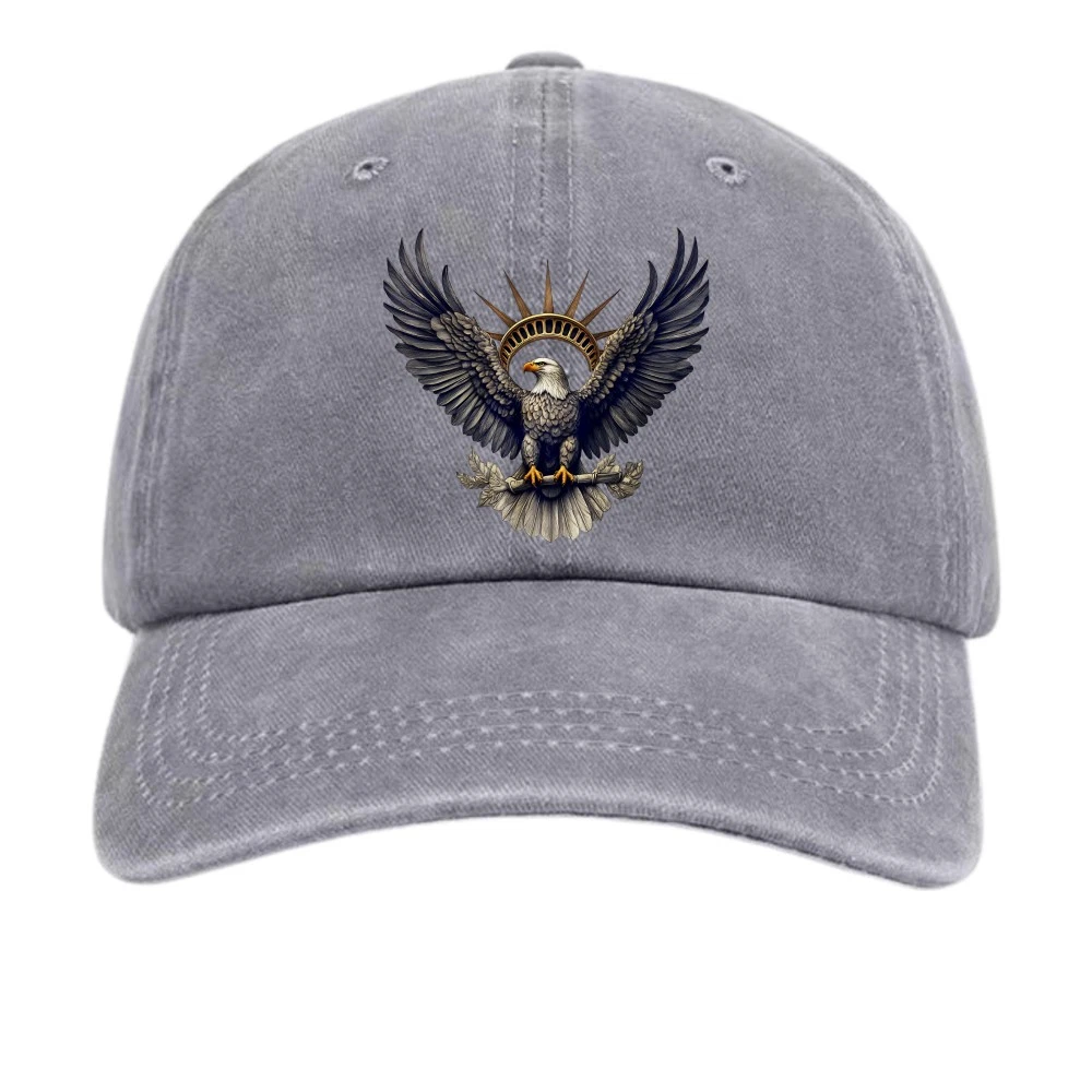 Vintage Baseball Cap with Bald Eagle and Statue of Liberty Elements