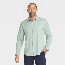 Men's Vintage Long Sleeve Poplin Shirt - Goodfellow & Co Green XL:
