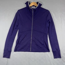 Ibex Jacket Womens Medium Purple Merino Wool Full Zip Thumbholes Made USA