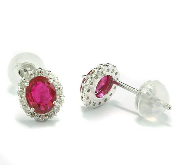 Taubenblutrote Rubin Brillant Ohrstecker 1,06 ct 750 WG Wert 3.790 Euro Neu - Bild 2 von 2