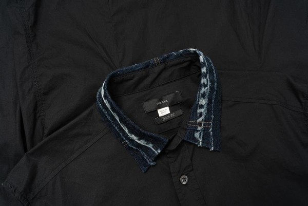 Men Diesel Black Gold Shirt Black Cotton 40 /L /