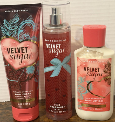 Bath & Body Works Velvet Sugar 3pc Set Body Cream Lotion Fragrance Mist New