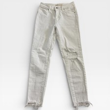 Levi Strauss & Co 721 High-Rise Skinny Ankle White Jeans Distressed Frayed Sz 26