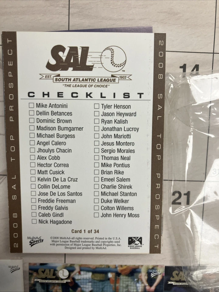 2008 SOUTH ATLANTIC LEAGUE PROSPECT COMPLETE TEAM SET Freeman Heyward Stanton - Image 2 of 4