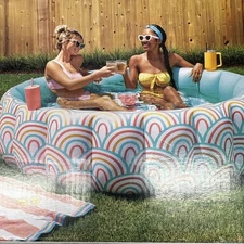 Member's Mark Inflatable Lounge Pool with Cup Holders, Rainbow