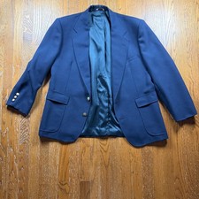 Cross Winsor Mens Navy Blue Blazer Gold Crest Buttons Sport Coat 44S USA Made