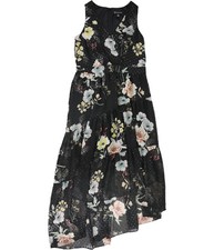 I.N.C Womens Floral Tiered Dress, Black, 10