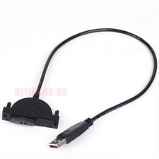 New SATA Slimline to USB 2.0 Adapter Cable for Laptop CD DVD Rom Drive 7 6 13Pin