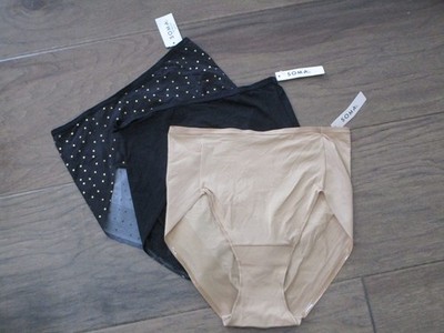 3 SOMA VANISHING EDGE MODERN BRIEF PANTIES IN BLACK/DOT/AMBER  SIZE LARGE