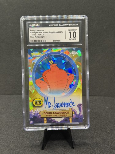 Doug Lawrence Larry Auto 10 CGC 10 Spongebob Chrome Sapphire 2025 not PSA #SA-LL