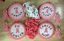 Cancer Awareness Ribbon Pendant Charm Multicolor Plastic