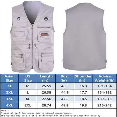 Mens Cargo Multi Pocket Utility Vest Fishing Hiking Camping Gilet Waistcoat Tops