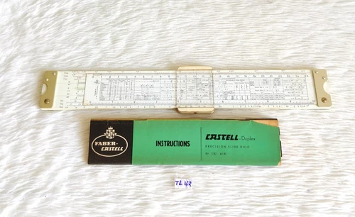 Vintage Faber Castell Duplex Precision Slide Rule With Case & Pamphlet TL162