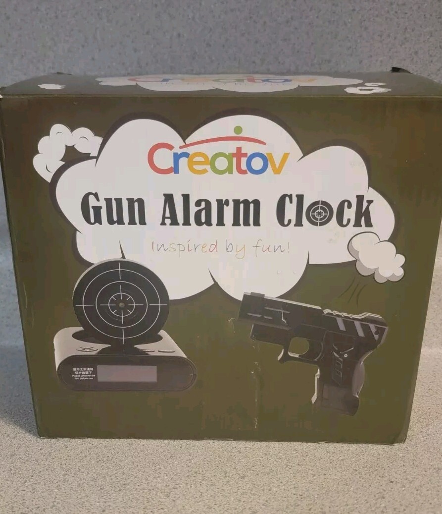 Creatov Gun Alarm Clock, Shoot-to-Stop Target In The Original Box