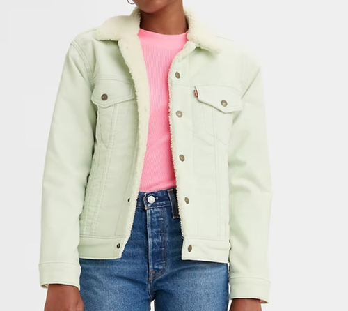 Levi's Premium Cord Sherpa Trucker Jacke Damen S Mist Green - Bild 13 von 15