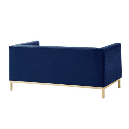 Lincoln Velvet Tuxedo Loveseat with Chrome/Gold Stainless Steel Y-legs - Picture 35 of 37