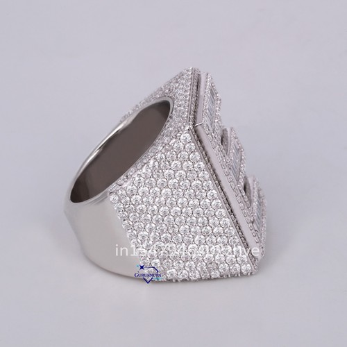 Alphabetic Face Hip Hop Diamond Ring In 925 Sterling Silver Moissanite Diamond - Picture 2 of 6