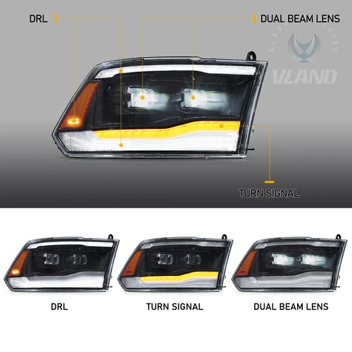 VOLL-LED Projektor-Scheinwerfer für 2009-2018 Dodge Ram 1500 2500 3500 DOT SAE - Bild 3 von 12