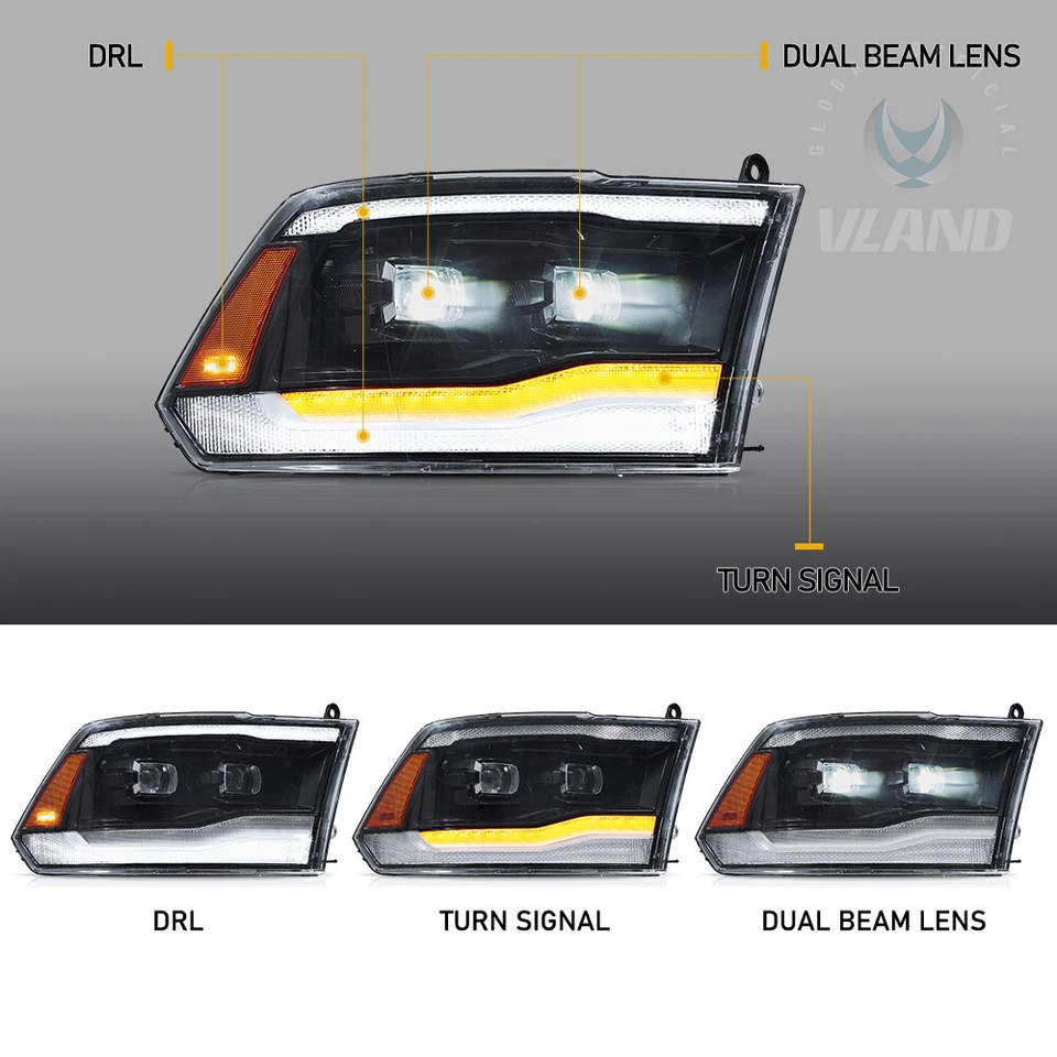 VOLL-LED Projektor-Scheinwerfer für 2009-2018 Dodge Ram 1500 2500 3500 DOT SAE - Bild 3 von 4