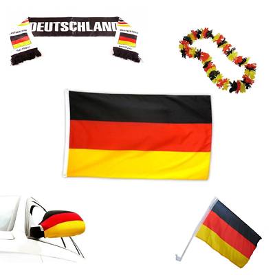 Fan Set Deutschland Autofahne Hawaiikette Schweißband WM EM 129174813 4-tlg Fan Set Deutschland Autofahne Hawaiikette Schweißband WM EM 129174813 4-tlg