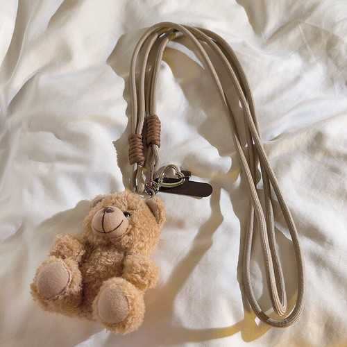 Women Fashion Plush Bear Phone Chain Phone Shoulder Strap Bag Accessories - Photo 9 sur 10