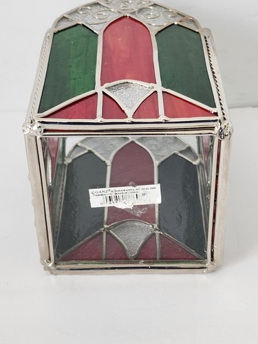 Rare Ganz Angel Candle Holder Stained Glass Cathedral Christmas Arch Red Green - Picture 9 of 16
