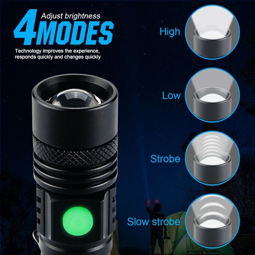 2x Super Bright 90000LM LED Tactical Flashlight Zoomable w/ Rechargeable Battery - Picture 6 of 8