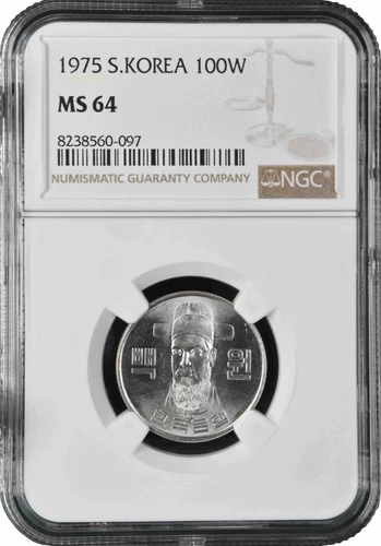 South Korea 100 won 1974, NGC MS64, "Republic (1966 - 1982)"