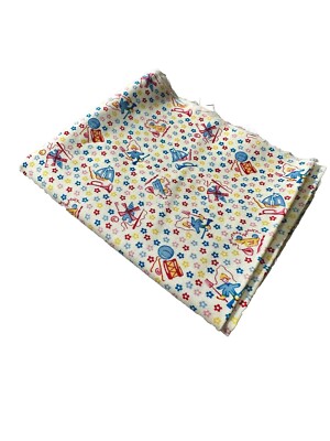 Marcus Fabrics Old Fashioned Toys Vintage Cotton Fabric FQ 18x22 Cream Blue #527
