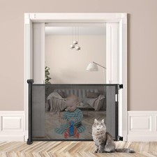 Baby Pet Safety Gate Retractable 34" Tall Extends Up to 55" Indoor Outdoor