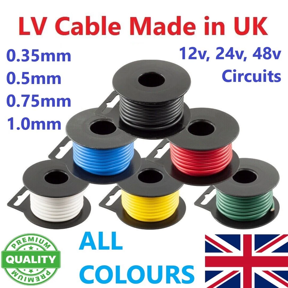 Automotive 12v Single Core Cable Thinwall Auto Marine Control Wire 0.35mm-1.0mm