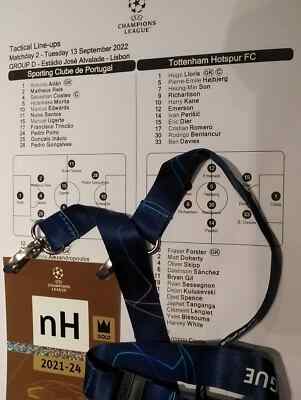 TICKET Player Pass Champions League 13/9/2022 Sporting CP vs Tottenham Hotspur