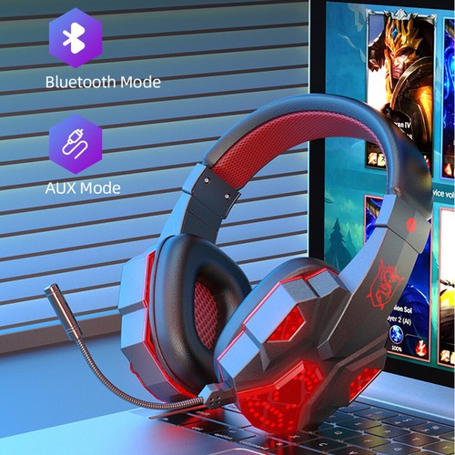 Gaming Wireless Headphones Bluetooth Headset Noise Cancelling Microphone - Photo 14 sur 21