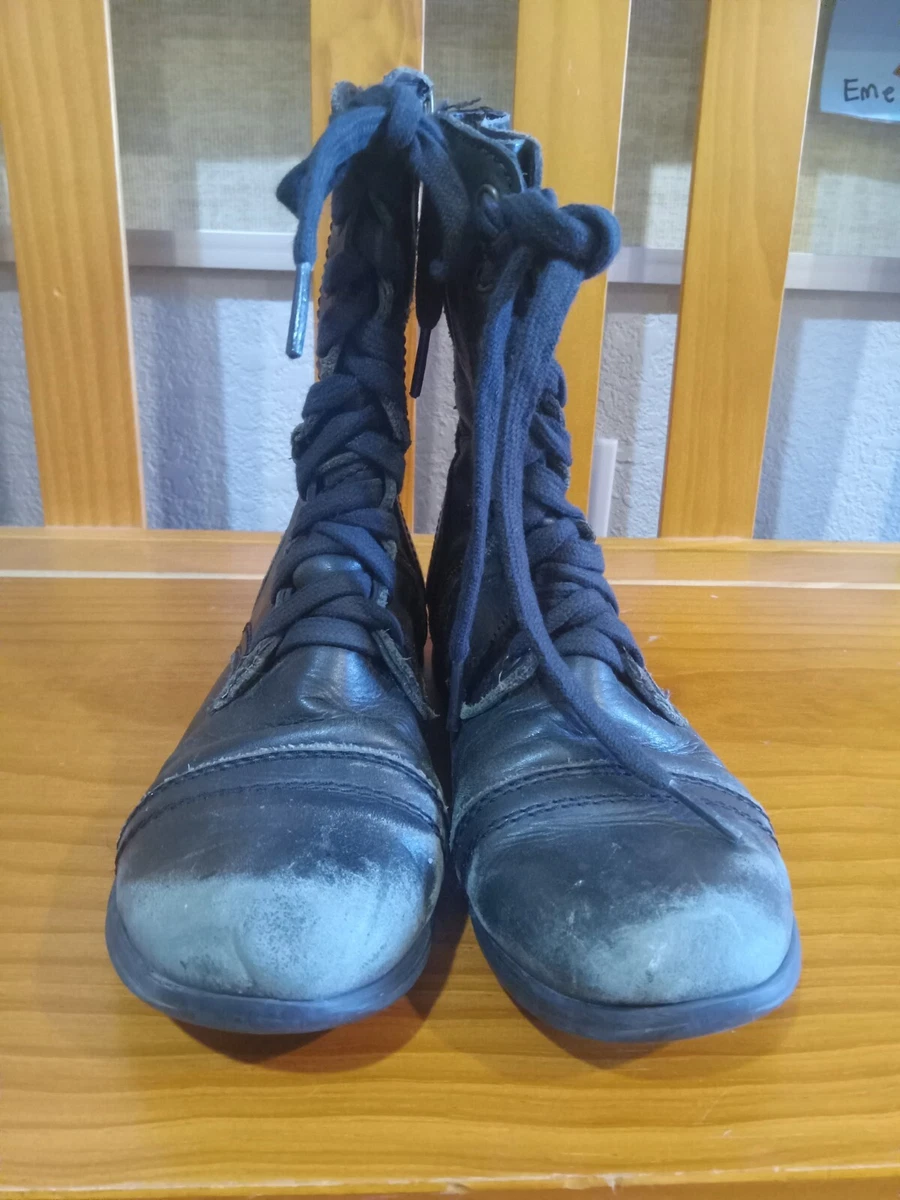 Women s Troopa Lace Up Leather Combat Boots Steve Madden 6.5M Size
