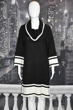 Karin Stevens NWT sz Medium Black and Ivory Cowl Neck 3/4 Sleeve Sweater Dress