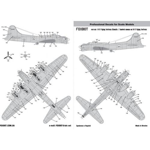FOXBOT 72-032 Scale 1:72 Decals Stencils for B-17 Flying Fortress - Picture 24 of 24
