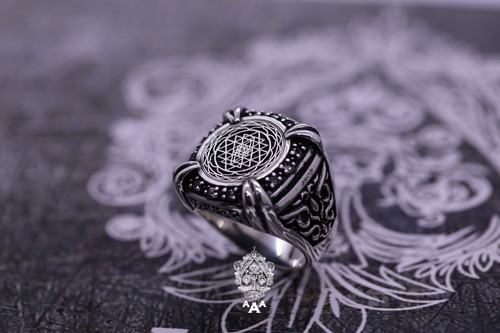 Anillo Sri Yantra Anillo Plata Sri Yantra Anillo Sri Yantra Meditación Anillo Plata - Imagen 6 de 8