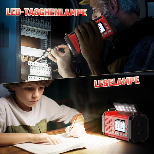 Digital Radio DAB+/UKW Kurbelradio Notfall 10000Mah Akku Bluetooth Taschenlampe - Bild 6 von 7