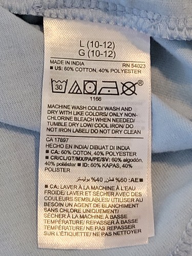 Old Navy Girl L 10/12 T Shirt High Low Hem Lattice Back Short Sleeve Light Blue - Picture 8 of 13