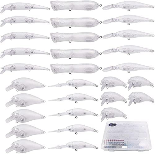 30Pcs Blank Crankbaits Unpainted Fishing Lure with Tackle Box - Picture 8 of 12
