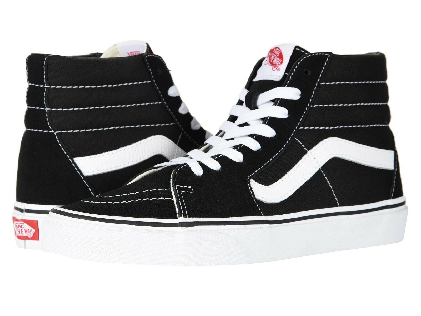 black and white leather high top vans
