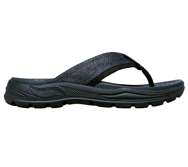 Skecher Men's Arch Fit Motley SD Dolano Flip Flops Sandals Shoes Black