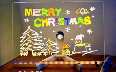Acrylic Luminous Message Note Board Erasable Desktop DIY Memo Reminder 