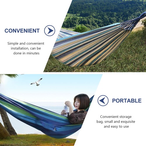 Canvas Stripe Hammock Hanging Camping Portable Hammocks Single Person - Bild 7 von 12