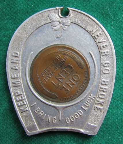 1918 "S" Mint penny token Good Luck encased cent - Picture 3 of 3