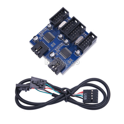 USB Header 9 Pin Male 1 To 4 Female Extension Splitter Cable Connector Adapter D