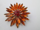 Vintage Judy Lee Goldtone Orange Yellow Topaz Rhinestones Brooch Pin