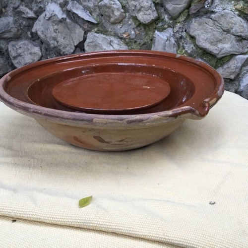 Antique French cheese Separating tian bowl Making straining Curds pottery brown - Picture 2 of 12